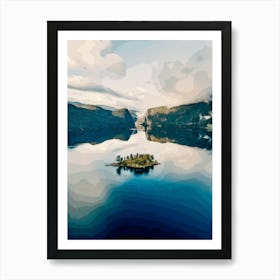 Tranquil Fjord Retreat, A Small Island S Oasis Art Print