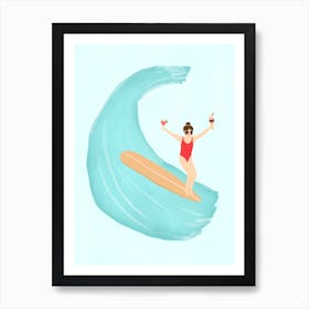 Beach Wave Girl Art Print