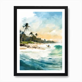 Surfing In A Wave On Tulum Beach, Riviera Maya Mexico 2 Art Print