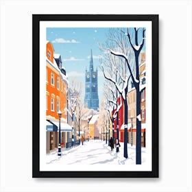 Retro Winter Illustration Cologne France Art Print