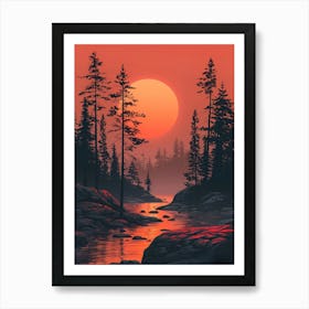 Sunset In The Forest 4 Art Print