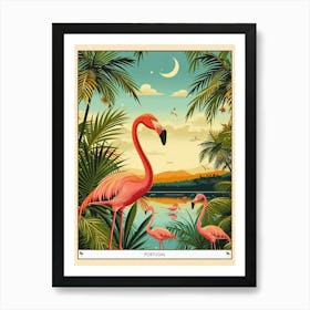 Greater Flamingo Portugal Tropical Illustration 4 Poster Art Print