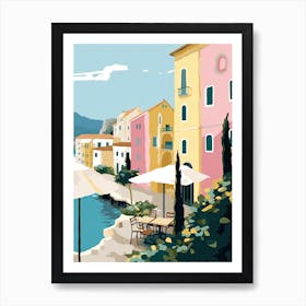 Amalfi, Italy, Flat Pastels Tones Illustration 4 Art Print