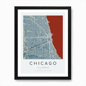 Chicago Map Print - Kauffmann style Art Print