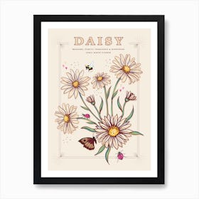 April Birth Flower Daisy On Cream Art Print