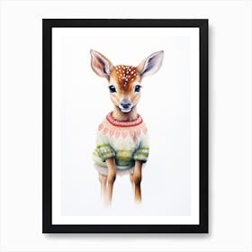 Baby Animal Wearing Sweater Fawn 1 Art Print