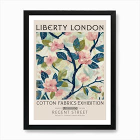 Liberty London Print William Morris Textilespink Blue Cherry Blossom Art Print