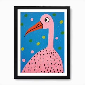 Pink Polka Dot Flamingo 2 Art Print