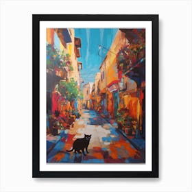Painting Of Marrakech With A Cat In The Style Of Post Modernism 1 Art Print
