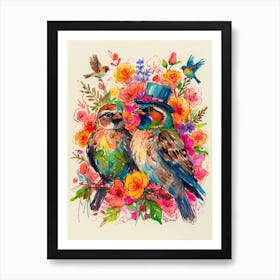 Two Birds In A Hat Art Print