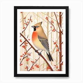 Bird Illustration Cedar Waxwing 2 Art Print