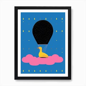 Abstract Geometric Duckling With A Hot Air Balloon 2 Art Print