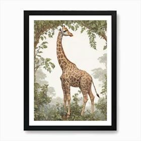 Vintage Giraffe Illustration Art Print