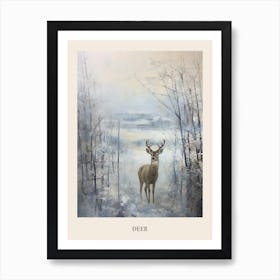 Vintage Winter Animal Painting Poster Deer 5 Art Print