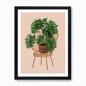 Philodendron Xanadu On A Chair Art Print