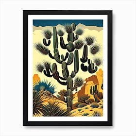 Joshua Tree Pattern Vintage Botanical Line Drawing  (8) Art Print