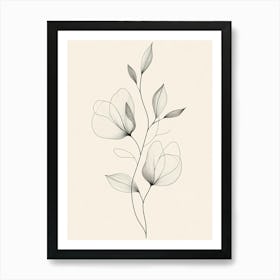 Black And White Flower Drawing Art Print