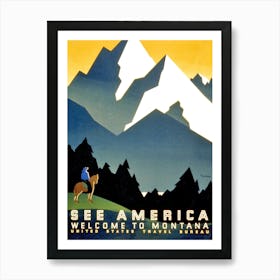 Welcome To Montana, USA, Travel Poster Art Print