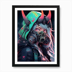 Girl In A Gas Mask Art Print