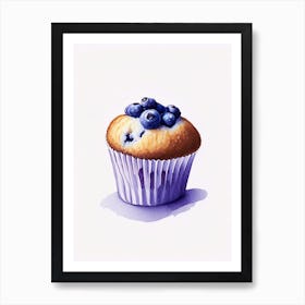 Blueberry Muffin Dessert Retro Minimal 1 Flower Art Print