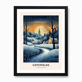 Winter Night  Travel Poster Cotswolds United Kingdom 1 Art Print