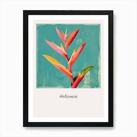 Heliconia 3 Square Flower Illustration Poster Art Print