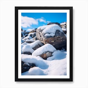 Snow Covered Stones in the Mountains Art Print