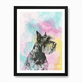 Giant Schnauzer Pastel Line Watercolour Illustration  2 Art Print