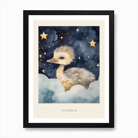 Baby Ostrich 1 Sleeping In The Clouds Nursery Poster Art Print