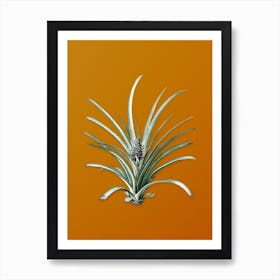 Vintage Pineapple Botanical on Sunset Orange n.0047 Art Print