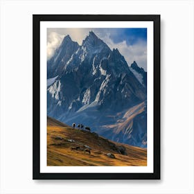 Horses In The Mountains Art Print