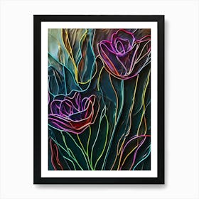 Acrylic Line Rose Art (1) (1) Art Print