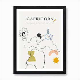 Capricorn Zodiac Sign One Line Art Print