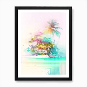 Maafushi Island Maldives Watercolour Pastel Tropical Destination Art Print