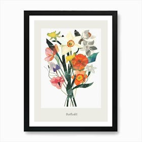 Daffodil 4 Collage Flower Bouquet Poster Art Print