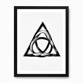 Triquetra, Symbol, Third Eye Simple Black & White Illustration 1 Art Print