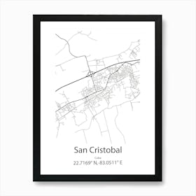 San Cristobal,Cuba Minimalist Map Art Print