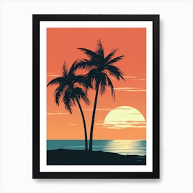 Sunset Palm Trees Art Print Art Print