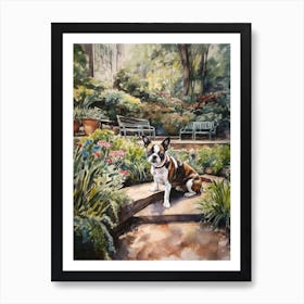 Painting Of A Dog In Central Park Conservatory Garden, Usa In The Style Of Watercolour 01 Art Print