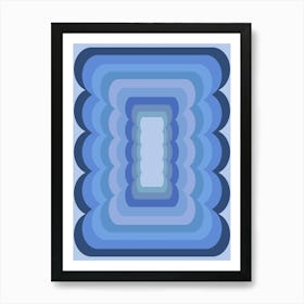 Wavy Retro Abstract Blue Art Print