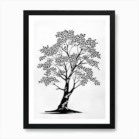 Ash Tree Simple Geometric Nature Stencil 1 Art Print