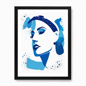 blue matisse watercolour woman portrait 6 Art Print