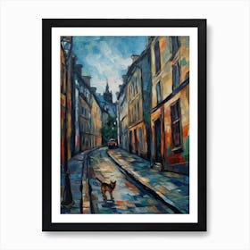 Painting Of Edinburgh Scotland With A Cat In The Style Of Impressionism 3 Art Print