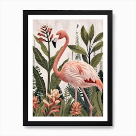 Andean Flamingo And Heliconia Minimalist Illustration 4 Art Print