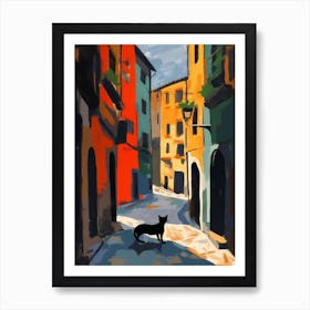 Painting Of Florence With A Cat 1 In The Style Of Matisse Art Print