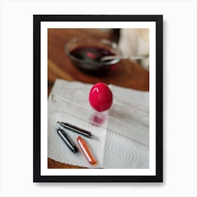 Red Egg On A Table Art Print