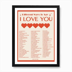 Different Ways To Say I Love You Art Print