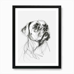 Boxer Dog Charcoal Line 2 Art Print