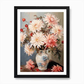 Chrysanthemum Flower And Peaches Still Life Painting 4 Dreamy Art Print