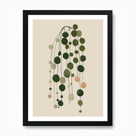 String Of Pearls Plant Minimalist Illustration 3 Art Print